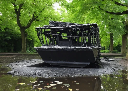 tiergarten,iron-pour,battery explosion,plant protection drone,radio-controlled boat,burning of waste,drentse patrijshond,tracked armored vehicle,maximilian fountain,portable stove,noorderleech,extinction rebellion,airboat,iron pour,waste container,sunk,french military graveyard,water removal,landing ship  tank,post-apocalypse,Conceptual Art,Graffiti Art,Graffiti Art 02