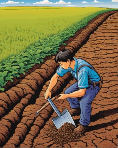 field cultivation,soil erosion,cereal cultivation,irrigation,aggriculture,rice cultivation,clay soil,cultivation,agroculture,furrows,irrigation system,agriculture,planting,farmworker,agricultural use,agricultural,soil,sweet potato farming,farming,root crop,Illustration,Vector,Vector 03