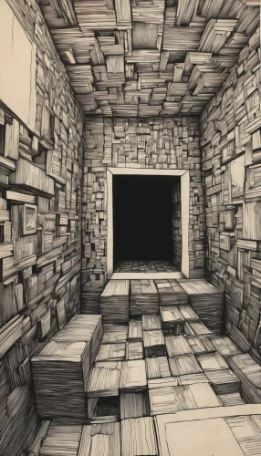 cellar,dungeon,game drawing,hollow blocks,wooden cubes,boxes,cardboard boxes,frame drawing,charcoal kiln,basement,wine cellar,carton boxes,brick-kiln,labyrinth,catacombs,menger sponge,dungeons,examination room,backgrounds,maze,Art,Classical Oil Painting,Classical Oil Painting 11