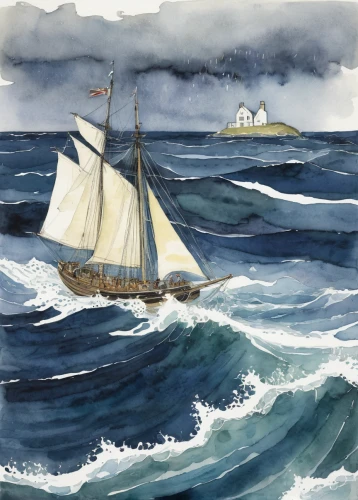 arklow wind,sea sailing ship,windjammer,sailing vessel,sloop-of-war,sail ship,galway hooker,stormy sea,sail boat,the wind from the sea,sailing ship,sailboat,wherry,sea storm,sailing boat,sailing,three masted sailing ship,full-rigged ship,tern schooner,whaler,Illustration,Paper based,Paper Based 22