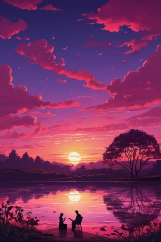 purple landscape,evening lake,romantic scene,dusk background,landscape background,pink dawn,sunset,japan landscape,incredible sunset over the lake,tranquility,red sky,daybreak,evening atmosphere,peaceful,eventide,beauty scene,tranquil,afterglow,landscape red,splendid colors,Conceptual Art,Daily,Daily 07