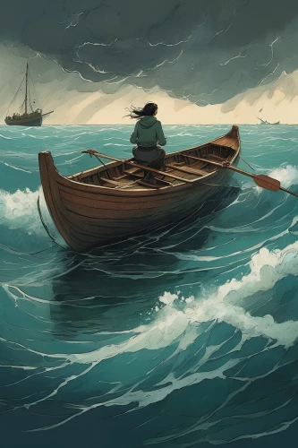 adrift,sea storm,the wind from the sea,shipwreck,at sea,rowboat,stormy sea,seafaring,boat on sea,maelstrom,el mar,voyage,jon boat,row row row your boat,sailing,caravel,little boat,boat landscape,afloat,man at the sea,Illustration,Paper based,Paper Based 17