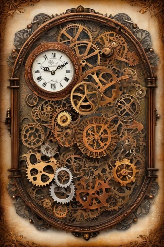 steampunk gears,clockmaker,watchmaker,steampunk,clockwork,old clock,cog,mechanical watch,wall clock,grandfather clock,mechanical puzzle,clocks,gears,antique background,clock,time spiral,clock face,bearing compass,mechanical,time machine,Illustration,Realistic Fantasy,Realistic Fantasy 13