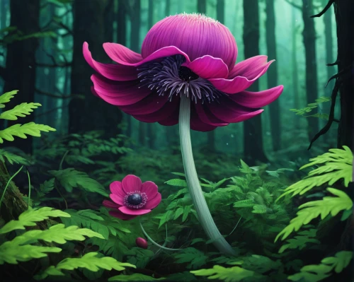 forest anemone,pink anemone,fall anemone,poppy anemone,purple anemone,autumn anemone,lovely anemone,garden anemone,anemone japan,anemone japanese,forest flower,tree anemone,anemone,anemone hupehensis september charm,genus anemone,mushroom landscape,forest mushroom,anemone narcissiflora,anemone de caen,crown anemone,Conceptual Art,Fantasy,Fantasy 14