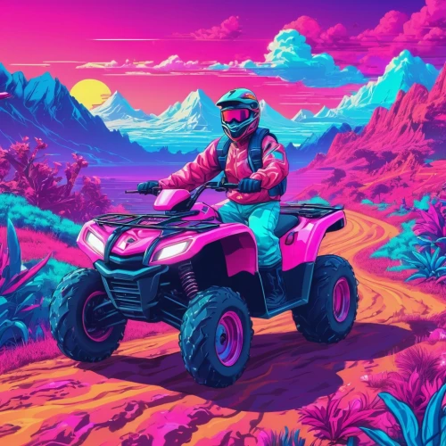 pink vector,desert safari,atv,80s,80's design,pink background,badlands,vector illustration,desert,wallpaper,enduro,would a background,ranger,desert run,retro background,explorer,3d car wallpaper,purple wallpaper,vector art,desert background,Conceptual Art,Sci-Fi,Sci-Fi 28