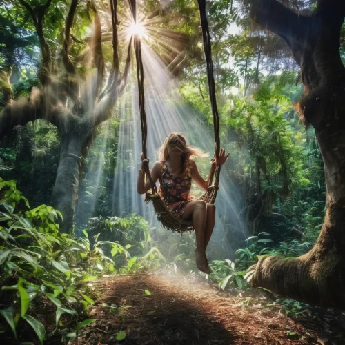 tree swing,ballerina in the woods,tarzan,fairies aloft,faerie,faery,fantasy picture,rope swing,happy children playing in the forest,child fairy,garden swing,forest of dreams,fairy forest,girl with tree,mystical portrait of a girl,fairy world,wooden swing,aerial hoop,golden swing,photo manipulation,Photography,Artistic Photography,Artistic Photography 04