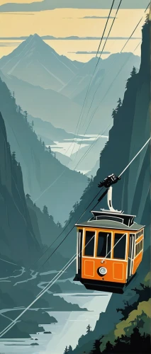 cable car,cablecar,cable cars,cable railway,gondola lift,sky train,gondola,tramway,tram,travel poster,trolley train,trolley,trolley bus,electric train,skytrain,trolleybus,trolleybuses,cableway,funicular,diving gondola,Illustration,American Style,American Style 09