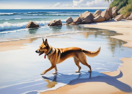 beach dog,german shepherd,german shepherd dog,stray dog on beach,dog in the water,australian kelpie,smooth collie,beach landscape,belgian shepherd malinois,pharaoh hound,king shepherd,kelpie,dog illustration,watercolor dog,german shepards,gsd,beach background,belgian shepherd,water dog,dog drawing,Conceptual Art,Daily,Daily 16