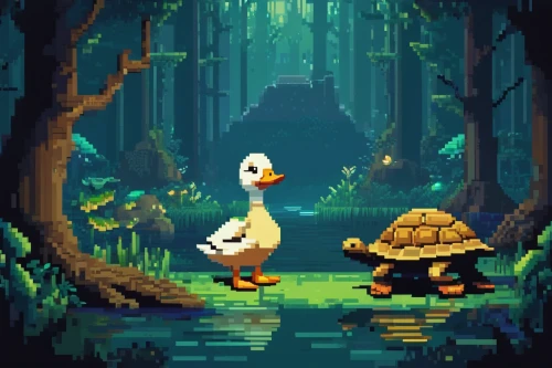pixel art,wild ducks,ducks,duck and turtle,game illustration,game art,swamp,a pair of geese,adventure game,duck meet,bird kingdom,duck bird,duck cub,duck,cartoon forest,the duck,waterfowl,bird bird kingdom,water fowl,duck on the water,Unique,Pixel,Pixel 01