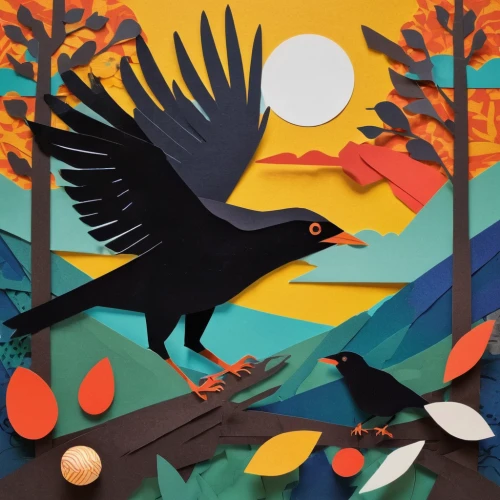 brewer's blackbird,new caledonian crow,american crow,red winged blackbird,red-winged blackbird,currawong,3d crow,bird illustration,crows bird,crows,corvidae,fish crow,pied currawong,rusty blackbird,black billed magpie,magpie,black bird,common raven,white-winged widowbird,corvid,Unique,Paper Cuts,Paper Cuts 07