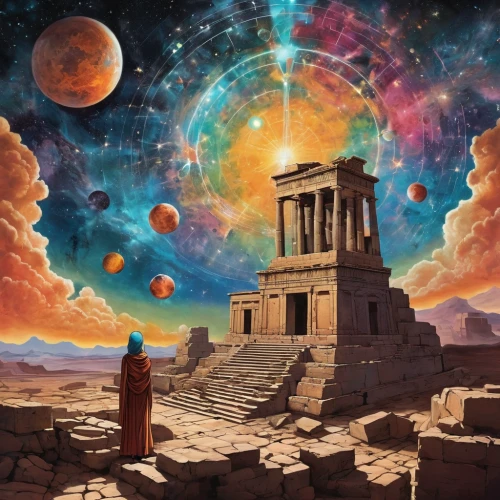 astronomy,astronomer,the ancient world,temples,egyptian temple,astronomical,observatory,ancient city,phase of the moon,artemis temple,scene cosmic,temple fade,sacred art,ancient civilization,valley of the moon,mysticism,astral traveler,planetary system,the solar system,tower of babel,Illustration,Black and White,Black and White 25