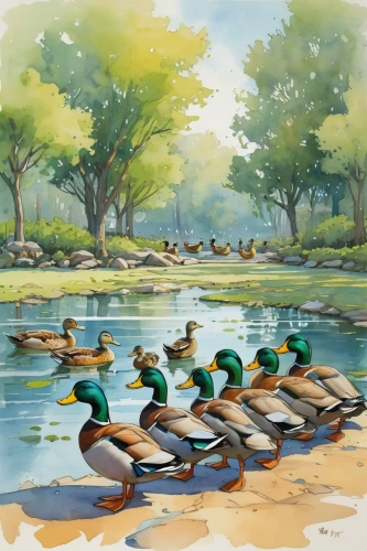 waterfowls,wild ducks,mallards,ducks,waterfowl,bird painting,water birds,water fowl,fry ducks,duck females,geese,duck meet,ducks  geese and swans,migratory birds,ornamental duck,duck on the water,brahminy duck,landscape background,canada geese,cayuga duck,Conceptual Art,Fantasy,Fantasy 08