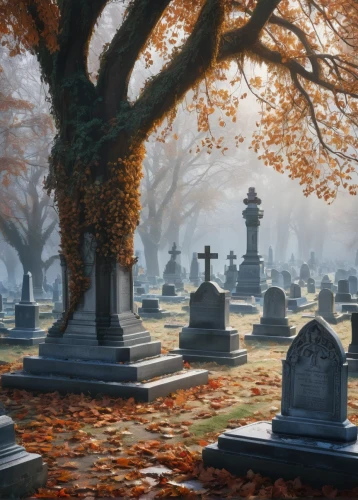 life after death,graveyard,tombstones,burial ground,graves,resting place,forest cemetery,grave stones,cemetary,gravestones,old graveyard,cemetery,memento mori,all saints' day,halloween background,autumn fog,autumn motive,halloween and horror,fallen leaves,magnolia cemetery,Photography,Fashion Photography,Fashion Photography 04