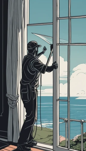 window cleaner,window washer,spyglass,golfer,frame illustration,cool woodblock images,the window,house painting,french windows,window curtain,window treatment,window with sea view,game illustration,camera illustration,the old course,overlook,screen golf,golf hotel,chimney sweep,bay window,Illustration,Black and White,Black and White 12