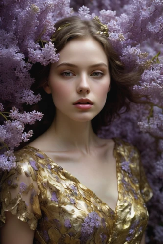 golden lilac,lilac blossom,girl in flowers,lilac arbor,lilacs,common lilac,purple lilac,gold and purple,lilac flowers,lilac tree,wisteria,lilac,beautiful girl with flowers,daphne flower,pale purple,purple and gold,lilac branches,lilac flower,lavender,blossom gold foil,Conceptual Art,Oil color,Oil Color 05