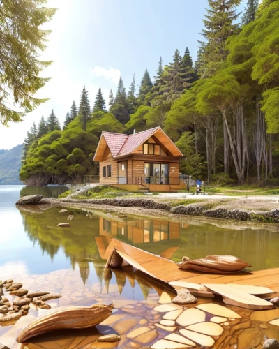 house with lake,summer cottage,house by the water,log home,the cabin in the mountains,floating huts,house in the forest,wooden sauna,wooden house,house in mountains,wooden houses,small cabin,cottage,houseboat,home landscape,log cabin,house in the mountains,summer house,idyllic,boathouse,Design Sketch,Design Sketch,None