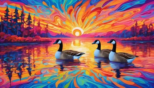 canadian swans,swans,canada geese,wild ducks,ducks,geese,oil painting on canvas,swan lake,bird painting,swan boat,ducks  geese and swans,art painting,fry ducks,swan pair,young swans,waterfowl,pelicans,constellation swan,mallards,acid lake,Conceptual Art,Oil color,Oil Color 23