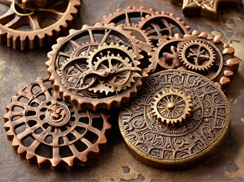 steampunk gears,gears,cogs,steampunk,cog,gingerbread buttons,cog wheels,pocket watches,cuckoo clocks,clockmaker,ornate pocket watch,carved wood,wooden wheel,watchmaker,cogwheel,wooden rings,gingerbread mold,clockwork,compasses,handicrafts,Illustration,Realistic Fantasy,Realistic Fantasy 13