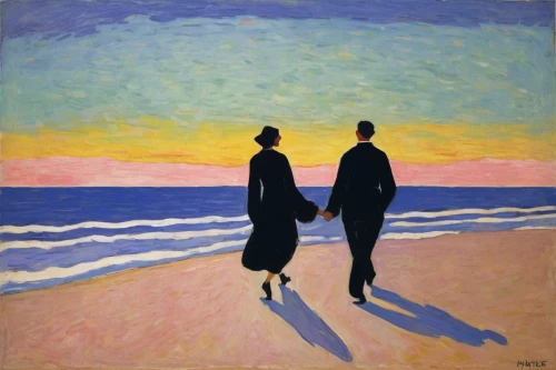 promenade,vincent van gough,the touquet,basset artésien normand,el mar,young couple,man at the sea,wright brothers,braque saint-germain,graduate silhouettes,surfers,lido di ostia,people on beach,post impressionist,two people,braque francais,passepartout,post impressionism,women silhouettes,viareggio,Art,Artistic Painting,Artistic Painting 40