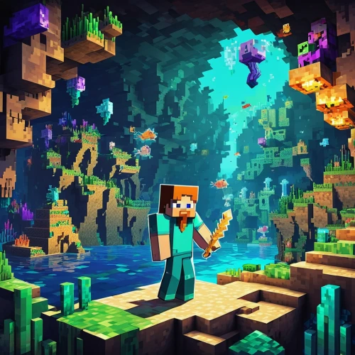 ravine,cube background,chasm,minecraft,cave tour,magical adventure,stalactite,cenote,3d fantasy,wither,amplified,dungeons,adventure game,druid grove,hollow blocks,cave,miner,the blue caves,blue caves,diamond background,Unique,Pixel,Pixel 03