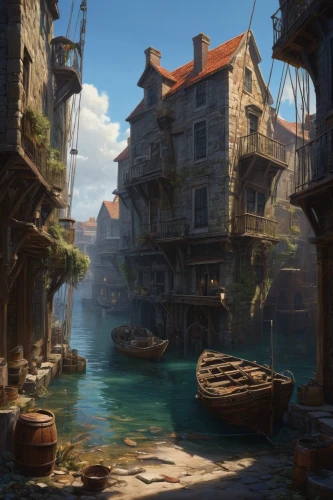 harbor,fishing village,medieval town,waterfront,the waterfront,old port,docks,waterside,venetian,old city,old town,boat harbor,harbour,house by the water,the old town,seaport,shipyard,quay,constantinople,city moat,Conceptual Art,Daily,Daily 01