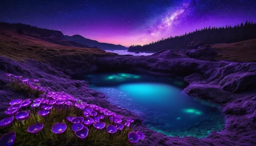 purple landscape,fairy galaxy,alien world,cosmic flower,alien planet,milky way,fantasy landscape,ultraviolet,full hd wallpaper,the milky way,flower water,purple wallpaper,fantasy picture,nightscape,colorful stars,beautiful landscape,the valley of flowers,valley of the moon,astronomy,amazing nature,Photography,Documentary Photography,Documentary Photography 25