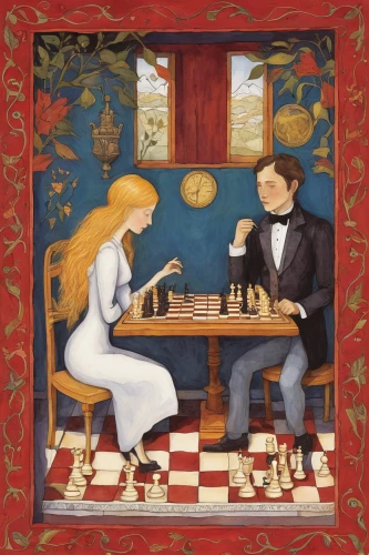 chess game,chess player,chessboards,english draughts,play chess,game illustration,chessboard,chess,chess board,chess icons,chess men,chess cube,throughout the game of love,vertical chess,clue and white,hans christian andersen,young couple,alice in wonderland,chess pieces,card table,Illustration,Paper based,Paper Based 22