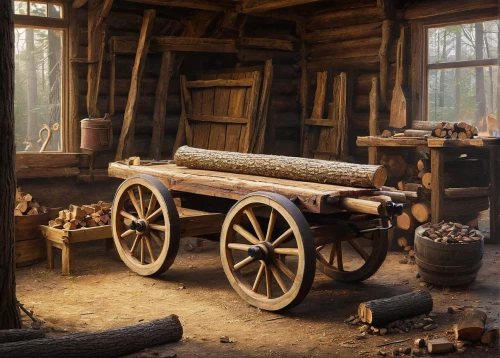 wooden wagon,wooden carriage,log cart,wooden cart,log truck,blacksmith,wooden car,old wooden wheel,wooden wheel,woodworker,covered wagon,logging truck,wood shaper,wagon,old wagon train,wooden train,brick-making,wood wool,sawmill,straw cart,Conceptual Art,Fantasy,Fantasy 29