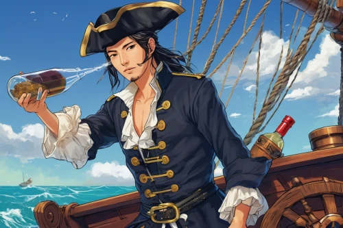 galleon,east indiaman,caravel,pirate,pirate treasure,rum,ship releases,galleon ship,pirates,piracy,key-hole captain,game illustration,manila galleon,seafaring,seafarer,jolly roger,sea fantasy,saranka,mayflower,captain,Illustration,Japanese style,Japanese Style 09