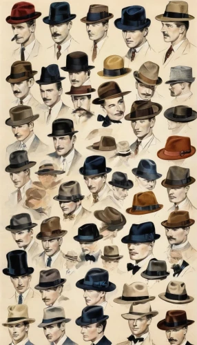 boy's hats,men's hats,hats,flat cap,trilby,straw hats,panama hat,sun hats,men's hat,men hat,bowler hat,pork-pie hat,hat vintage,hat manufacture,hat retro,alpine hats,brown hat,gentleman icons,fedora,throwing hats,Illustration,Children,Children 02