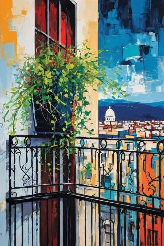 watercolor paris balcony,montmartre,paris balcony,monaco,marseille,sicily window,french windows,watercolor paris,aix-en-provence,balcon de europa,italian painter,sorrento,naples,mediterranean,arles,positano,window with shutters,provence,colorful city,liguria,Art,Artistic Painting,Artistic Painting 42