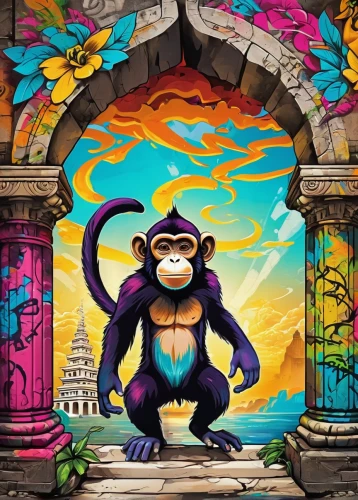 monkey island,monkeys band,graffiti art,war monkey,gorilla,the monkey,monkey,chimpanzee,kong,monkey gang,monkey banana,great apes,barbary monkey,monkeys,graffiti,zoo,monkey family,chimp,primate,mural,Conceptual Art,Graffiti Art,Graffiti Art 09