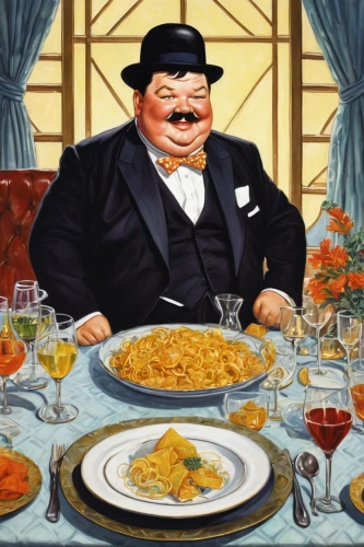 enrico caruso,oliver hardy,greek,étouffée,capellini,thanksgiving background,placemat,chef,paella,diet icon,italian pasta,gluttony,sicilian cuisine,orzo,waiter,korean royal court cuisine,tofurky,buffet,spaghetti,appetite,Illustration,Realistic Fantasy,Realistic Fantasy 41