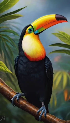 yellow throated toucan,keel-billed toucan,keel billed toucan,toco toucan,chestnut-billed toucan,perched toucan,toucan perched on a branch,black toucan,toucan,brown back-toucan,pteroglossus aracari,swainson tucan,tucan,pteroglosus aracari,toucans,tropical bird,bird painting,tropical bird climber,bird-of-paradise,tropical birds,Illustration,Paper based,Paper Based 02
