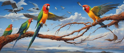 macaws of south america,macaws,passerine parrots,tropical birds,macaws blue gold,parrots,couple macaw,birds on a branch,rare parrots,golden parakeets,blue macaws,birds on branch,rainbow lorikeets,parrot couple,colorful birds,parakeets,scarlet macaw,lorikeets,migratory birds,yellow-green parrots,Illustration,Black and White,Black and White 07