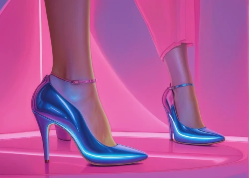 stiletto-heeled shoe,high heeled shoe,heeled shoes,blue shoes,stack-heel shoe,high heel shoes,stilettos,cinderella shoe,jelly shoes,neon candies,high heel,pointed shoes,stiletto,heel shoe,dancing shoes,ankle boots,woman shoes,high-heels,pink shoes,high heels,Illustration,Retro,Retro 16