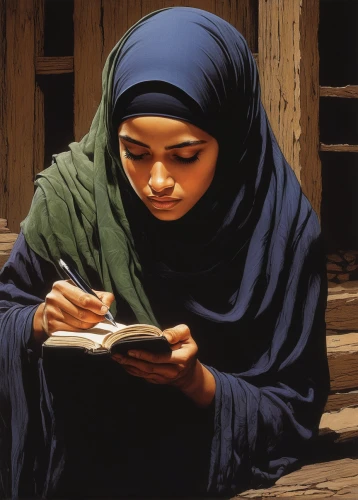 girl studying,islamic girl,little girl reading,muslim woman,quran,child with a book,children studying,muslima,bedouin,girl praying,oil painting,oil painting on canvas,study,girl drawing,scholar,woman praying,koran,world digital painting,girl with cloth,hijaber,Conceptual Art,Daily,Daily 09