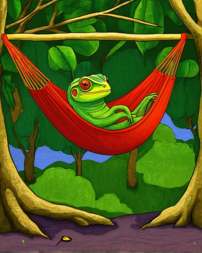 hammock,frog background,hammocks,pacific treefrog,tree frogs,wallace's flying frog,sleeping chameleon,tree frog,squirrel tree frog,green frog,relaxing,frog king,red-eyed tree frog,barking tree frog,resting,frog through,basking,coral finger tree frog,amphibian,litoria fallax,Art,Classical Oil Painting,Classical Oil Painting 30