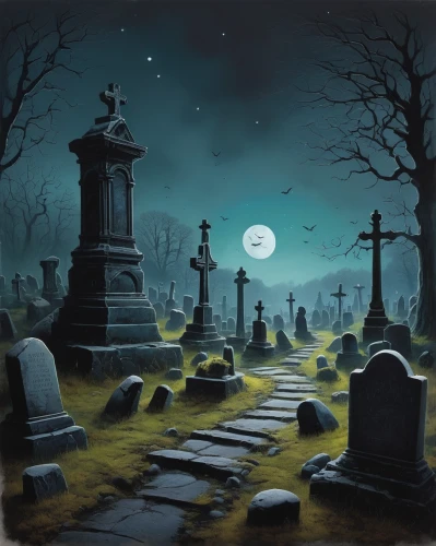 tombstones,life after death,graveyard,grave stones,gravestones,burial ground,graves,memento mori,old graveyard,resting place,cemetary,grave light,mortality,necropolis,mourning,of mourning,afterlife,funeral,coffins,grave,Illustration,Realistic Fantasy,Realistic Fantasy 05