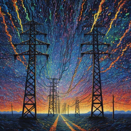 electricity pylons,pylons,electrical grid,transmission tower,power towers,high voltage pylon,electric tower,electricity pylon,electricity,electric arc,energy transition,energy field,high voltage wires,electricity generation,pylon,electrical energy,high voltage,electric power,electric,power generation,Conceptual Art,Daily,Daily 31