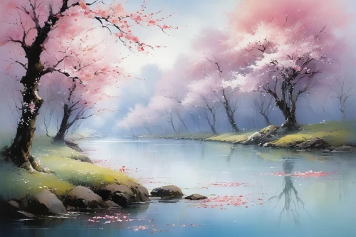 sakura trees,japanese sakura background,cherry blossom tree,japanese cherry trees,the cherry blossoms,sakura tree,takato cherry blossoms,cherry trees,cherry blossom japanese,cherry blossoms,autumn cherry blossoms,japanese cherry blossoms,cold cherry blossoms,cherry blossom,japanese cherry blossom,japan landscape,sakura background,sakura cherry tree,spring blossom,cherry tree,Illustration,Realistic Fantasy,Realistic Fantasy 16