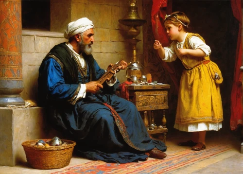 snake charmers,orientalism,peddler,merchant,itinerant musician,father with child,the listening,snake charming,charity,conversation,shoemaker,children studying,fortune teller,samaritan,middle eastern monk,watchmaker,woman playing,fortune telling,apothecary,abraham,Art,Classical Oil Painting,Classical Oil Painting 42