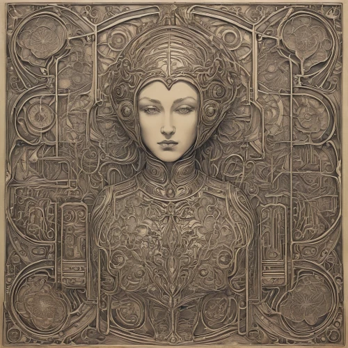 art deco woman,art nouveau,art nouveau design,art nouveau frame,decorative figure,carved wood,wood carving,art deco ornament,embossed,art nouveau frames,bronze sculpture,bodhisattva,stone carving,art deco frame,woodcut,ancient icon,gorgon,art deco,venus,cybele,Illustration,Black and White,Black and White 28