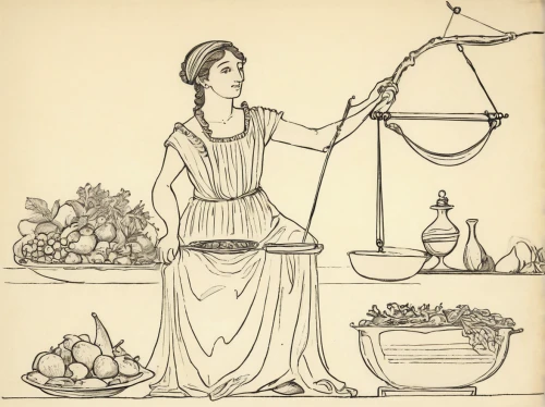 justitia,scales of justice,lady justice,woman of straw,zodiac sign libra,figure of justice,hand-drawn illustration,horoscope libra,libra,goddess of justice,zoroastrian novruz,vegetable outlines,book illustration,fruits and vegetables,coloring page,kate greenaway,cooking book cover,kitchen scale,illustrations,vintage illustration,Illustration,Retro,Retro 22