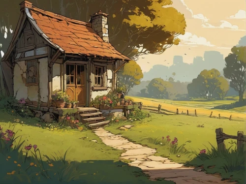 cottage,farmstead,little house,country cottage,summer cottage,old home,lonely house,small house,home landscape,farmhouse,countryside,country side,farm hut,one autumn afternoon,autumn morning,homestead,small cabin,autumn idyll,the farm,farm house,Illustration,Children,Children 04
