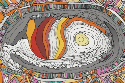 donut drawing,donut illustration,colorful spiral,wormhole,panoramical,psychedelic art,concentric,coffee wheel,mitochondrion,cross section,cross-section,time spiral,spiral background,kaleidoscope art,whirlpool pattern,vortex,abstract eye,kaleidoscope website,mandala background,kaleidoscope,Illustration,Children,Children 06