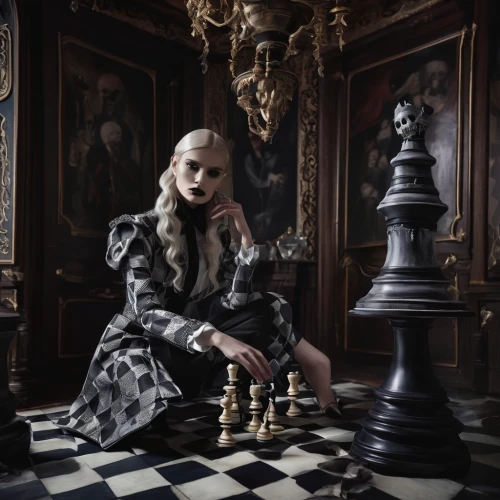 chess player,chessboard,chess,play chess,chess game,chess board,chessboards,gothic portrait,chess pieces,chess cube,vertical chess,chess piece,gothic fashion,checkered floor,chequered,dark gothic mood,chess men,english draughts,chess icons,gothic style,Photography,Fashion Photography,Fashion Photography 01