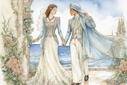 wedding couple,silver wedding,wedding dresses,bride and groom,bridal clothing,wedding invitation,young couple,fairytale,fairy tale,wedding frame,a fairy tale,beautiful couple,suit of the snow maiden,wedding gown,wedding photo,bridegroom,wedding dress,just married,honeymoon,fairytales,Illustration,Paper based,Paper Based 29