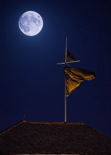 weathervane design,pirate flag,moon and star background,hanging moon,vatican city flag,wind vane,super moon,nautical banner,moon and star,moonlit night,hd flag,full moon,moonlit,flag pole,house roofs,sailing blue yellow,race track flag,night watch,big moon,moonrise,Photography,Documentary Photography,Documentary Photography 36