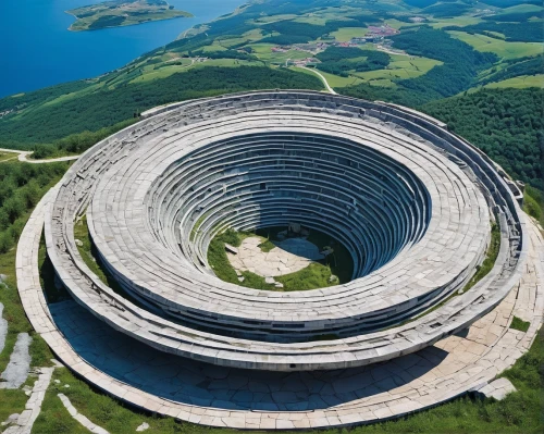 buzludzha,circular ring,torus,ring of fire,stone quarry,stargate,tire recycling,shield volcano,circular puzzle,open pit mining,greek in a circle,geological phenomenon,nuerburg ring,environmental art,time spiral,torka,helix,concentric,wormhole,split rings,Conceptual Art,Daily,Daily 05